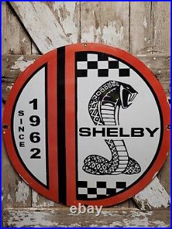 Vintage Shelby Porcelain Sign 30 Big Cobra 1962 Sport Car Dealer Sales Service