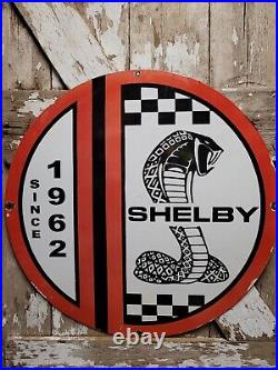 Vintage Shelby Porcelain Sign 30 Big Cobra 1962 Sport Car Dealer Sales Service