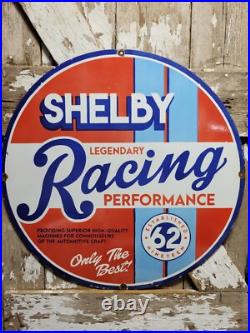 Vintage Shelby Porcelain Sign Old 30 Cobra Racing Car Auto Dealer Sales Service