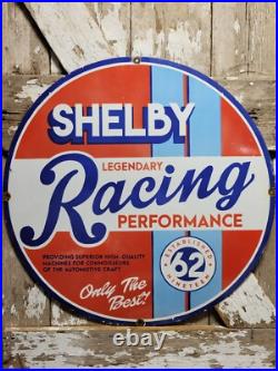 Vintage Shelby Porcelain Sign Old 30 Cobra Racing Car Auto Dealer Sales Service