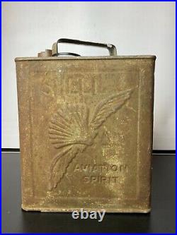 Vintage Shell Aviation Spirit Valor Fuel Petrol Oil Can & Brass Lid
