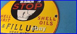 Vintage Shell Gasoline Sign Fill Up Automobile Car Gas Pump Service Sign