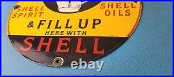 Vintage Shell Gasoline Sign Fill Up Automobile Car Gas Pump Service Sign