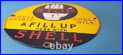 Vintage Shell Gasoline Sign Fill Up Automobile Car Gas Pump Service Sign