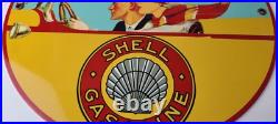 Vintage Shell Gasoline Sign Roxana Old Automobile Gas Pump Plate Nozzle Sign