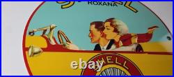 Vintage Shell Gasoline Sign Roxana Old Automobile Gas Pump Plate Nozzle Sign