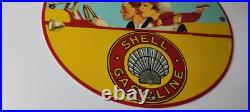 Vintage Shell Gasoline Sign Roxana Old Automobile Gas Pump Plate Nozzle Sign