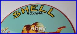 Vintage Shell Gasoline Sign Roxana Old Automobile Gas Pump Plate Nozzle Sign