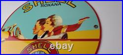 Vintage Shell Gasoline Sign Roxana Old Automobile Gas Pump Plate Nozzle Sign