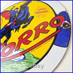 Vintage Shell Gasoline Sign Zorro Gas Pump Service Automobile Motor Oil Sign