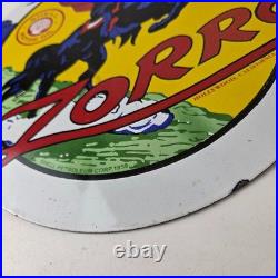 Vintage Shell Gasoline Sign Zorro Gas Pump Service Automobile Motor Oil Sign