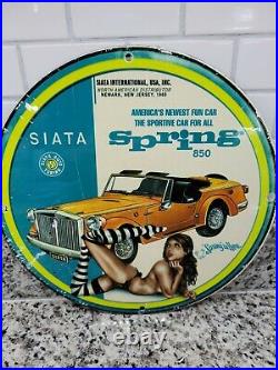 Vintage Siata Porcelain Metal Sign Automobile Man Cave Gas Oil Service Garage
