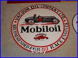 Vintage Sign Lot 2 Mobil Gargoyle Race Car 12+ 7.5 Mobiloil Pegasus Porcelain