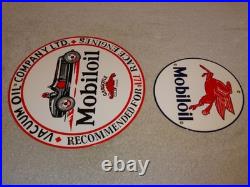 Vintage Sign Lot 2 Mobil Gargoyle Race Car 12+ 7.5 Mobiloil Pegasus Porcelain
