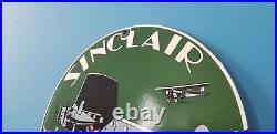 Vintage Sinclair Gasoline Porcelain Gas Pump Old Car Ww2 Aviation Airplane Sign