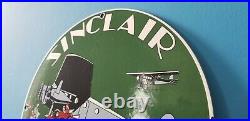 Vintage Sinclair Gasoline Porcelain Gas Pump Old Car Ww2 Aviation Airplane Sign