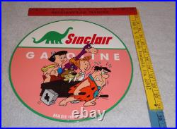 Vintage Sinclair Gasoline +the Flintstones Broken Car 12 Metal Tv Show Oil Sign