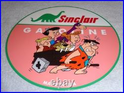 Vintage Sinclair Gasoline +the Flintstones Broken Car 12 Metal Tv Show Oil Sign