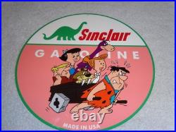 Vintage Sinclair Gasoline +the Flintstones Broken Car 12 Metal Tv Show Oil Sign
