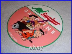 Vintage Sinclair Gasoline +the Flintstones Broken Car 12 Metal Tv Show Oil Sign