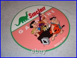 Vintage Sinclair Gasoline +the Flintstones Broken Car 12 Metal Tv Show Oil Sign