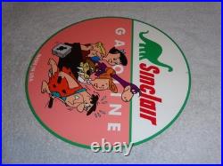 Vintage Sinclair Gasoline +the Flintstones Broken Car 12 Metal Tv Show Oil Sign