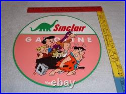 Vintage Sinclair Gasoline +the Flintstones Broken Car 12 Metal Tv Show Oil Sign