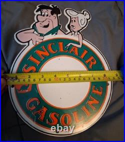 Vintage Sinclair Porcelain Sign Flintstones Gasoline Auto Gas Station Rare