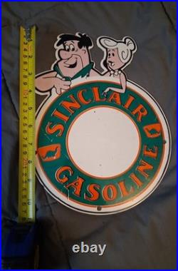 Vintage Sinclair Porcelain Sign Flintstones Gasoline Auto Gas Station Rare