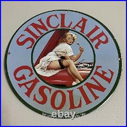 Vintage Sinclair Porcelain Sign Gas Oil Lube Auto Service Station Pump Plate