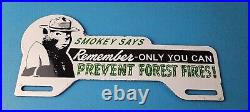 Vintage Smokey Bear License Plate Topper Sign Ad on Automobile Topper