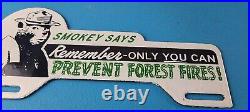 Vintage Smokey Bear License Plate Topper Sign Ad on Automobile Topper