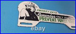 Vintage Smokey Bear License Plate Topper Sign Ad on Automobile Topper