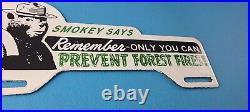 Vintage Smokey Bear License Plate Topper Sign Ad on Automobile Topper