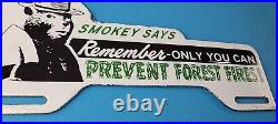 Vintage Smokey Bear License Plate Topper Sign Ad on Automobile Topper