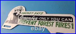 Vintage Smokey Bear License Plate Topper Sign Ad on Automobile Topper