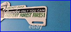 Vintage Smokey Bear License Plate Topper Sign Ad on Automobile Topper