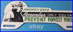 Vintage Smokey Bear License Plate Topper Sign Ad on Automobile Topper