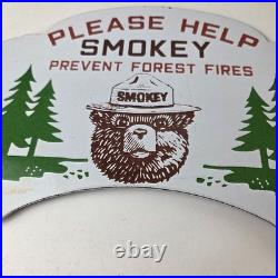 Vintage Smokey Bear Sign Topper Forest Service Porcelain License Plate Topper