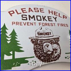 Vintage Smokey Bear Sign Topper Forest Service Porcelain License Plate Topper