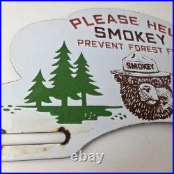 Vintage Smokey Bear Sign Topper Forest Service Porcelain License Plate Topper