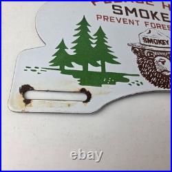 Vintage Smokey Bear Sign Topper Forest Service Porcelain License Plate Topper