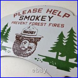 Vintage Smokey Bear Sign Topper Forest Service Porcelain License Plate Topper