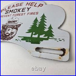 Vintage Smokey Bear Sign Topper Forest Service Porcelain License Plate Topper