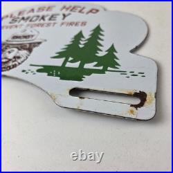 Vintage Smokey Bear Sign Topper Forest Service Porcelain License Plate Topper