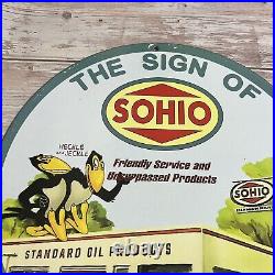 Vintage Sohio Standard Oil Porcelain Sign Gasoline Motor Station Service Pump Ad
