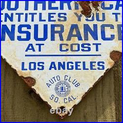 Vintage Southern California Auto Club Porcelain Sign Metal Los Angeles Police
