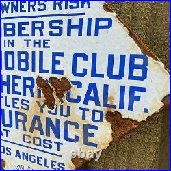Vintage Southern California Auto Club Porcelain Sign Metal Los Angeles Police