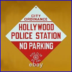 Vintage Southern California Auto Club Porcelain Sign No Parking Police Gas Oil