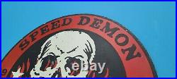 Vintage Speed Demon Automobile Porcelain Gas Hot Rod Service Shop Drag Race Sign